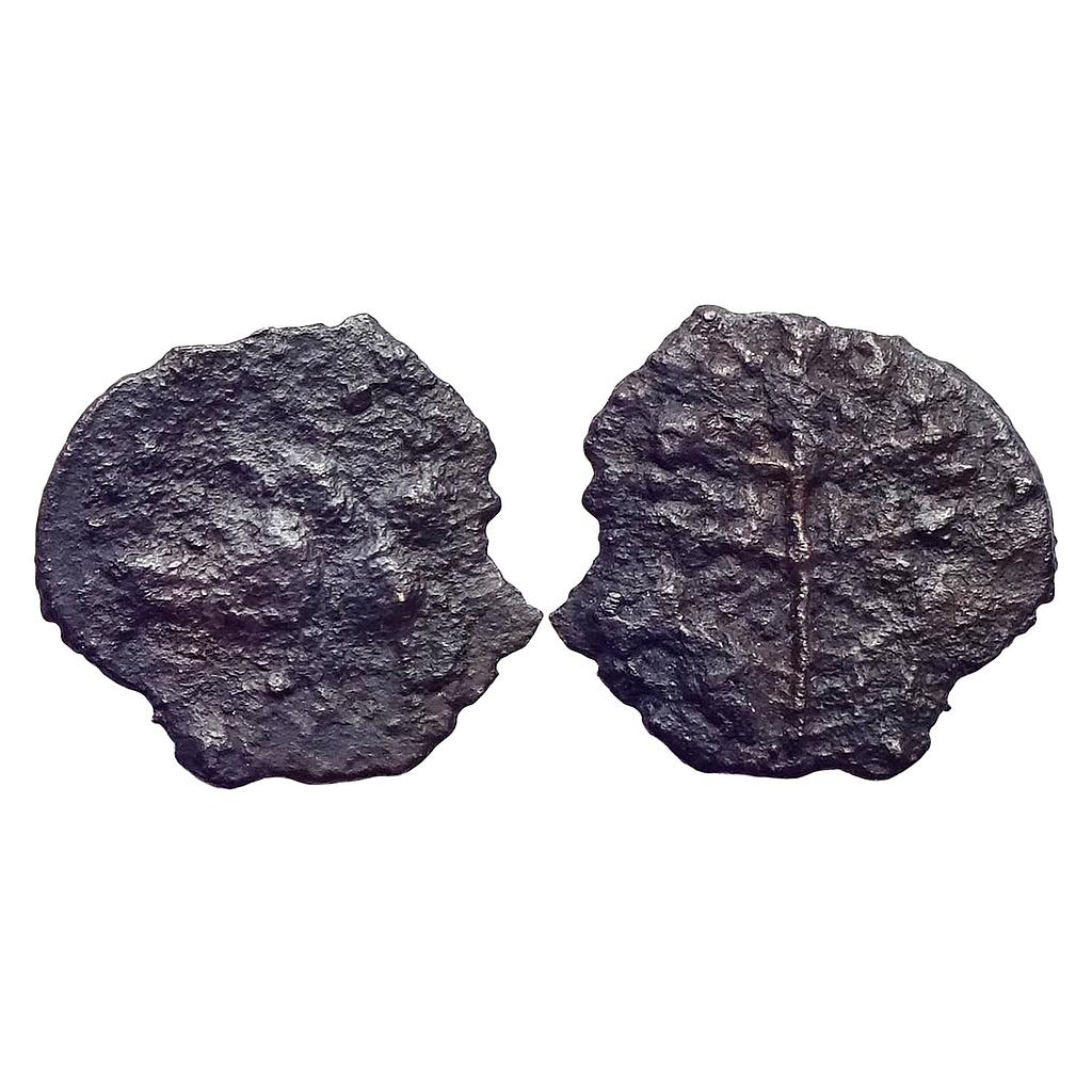 Ancient Kaushambi Vatsa Region Two Lanky Bull Type Cast Copper Fractional Unit