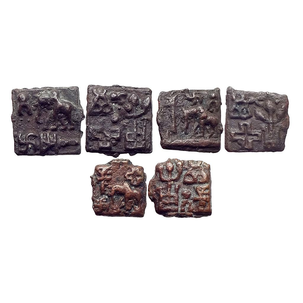 Ancient North India Uninscribed Set of 3 Coins Cast Copper Unit