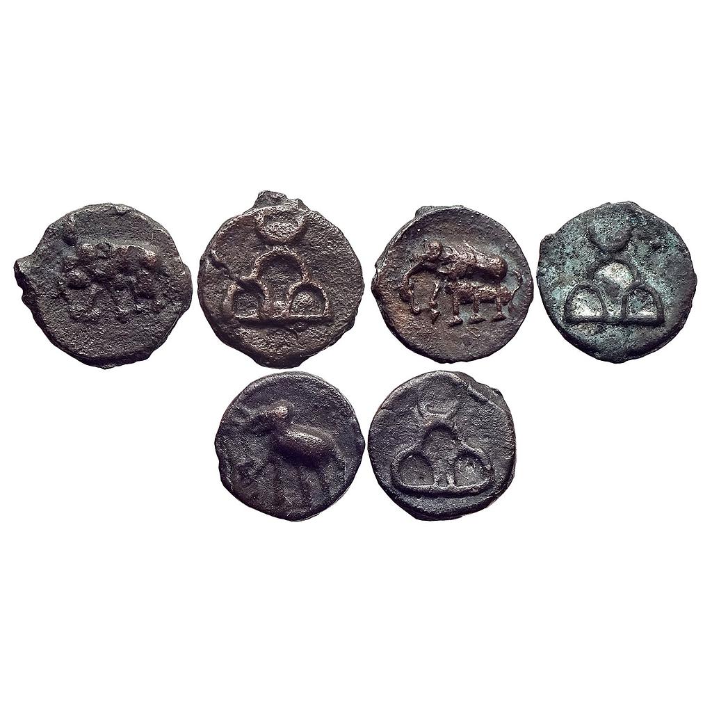 Ancient North India Uninscribed Set of 3 Coins Cast Copper Unit