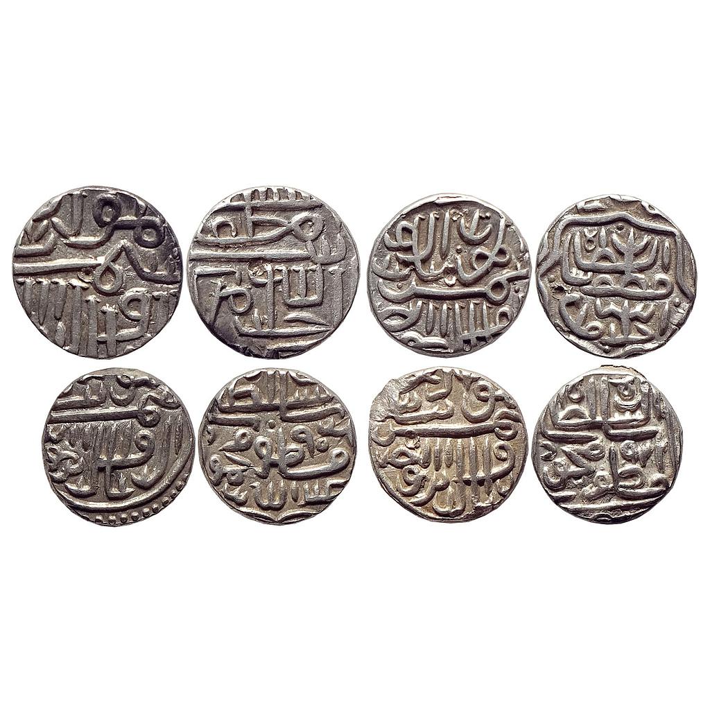 Gujarat Sultan Shams al-Din Muzaffar II Set of 4 Coins Silver 1/2 Tanka