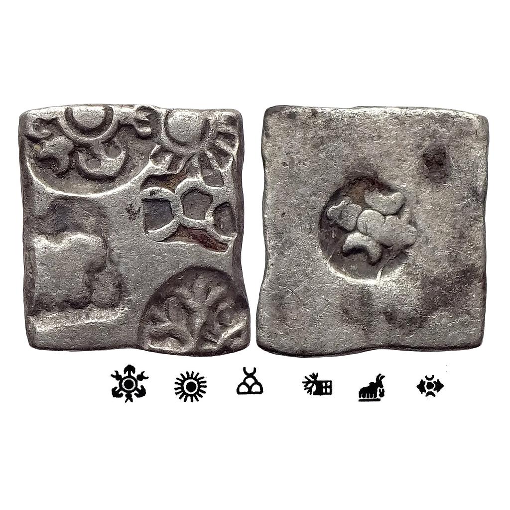 Ancient Punch Marked Coinage Mauryan Empire Series VIb Type 574 Silver Karshapana