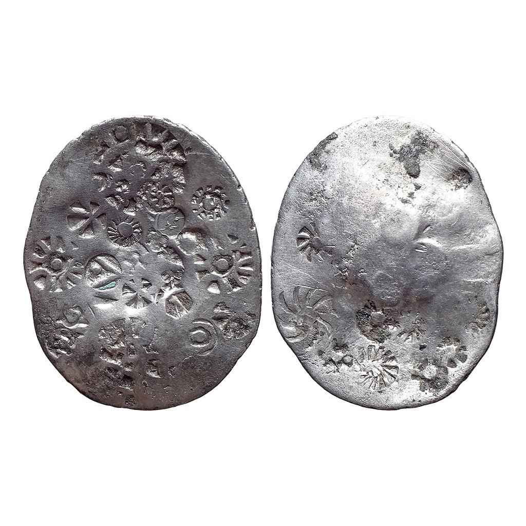 Ancient Archaic Punch Marked Coinage from middle Ganga valley Kashi Mahajanapada AABC type Silver Vimshatika