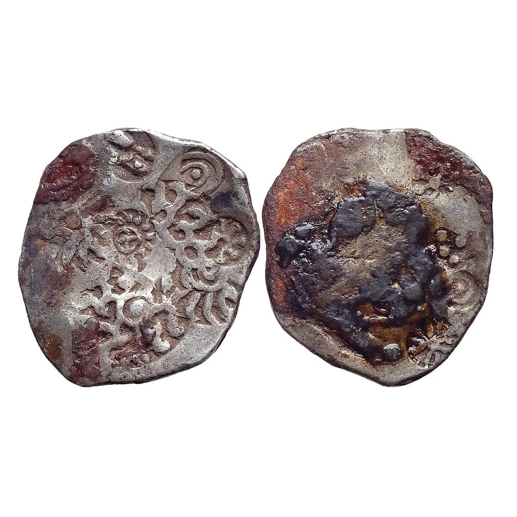Ancient Punch Marked Coinage Archaic Scyphate from middle Ganga valley Kashi Mahajanapada Late Dumpy type Silver Vimshatika