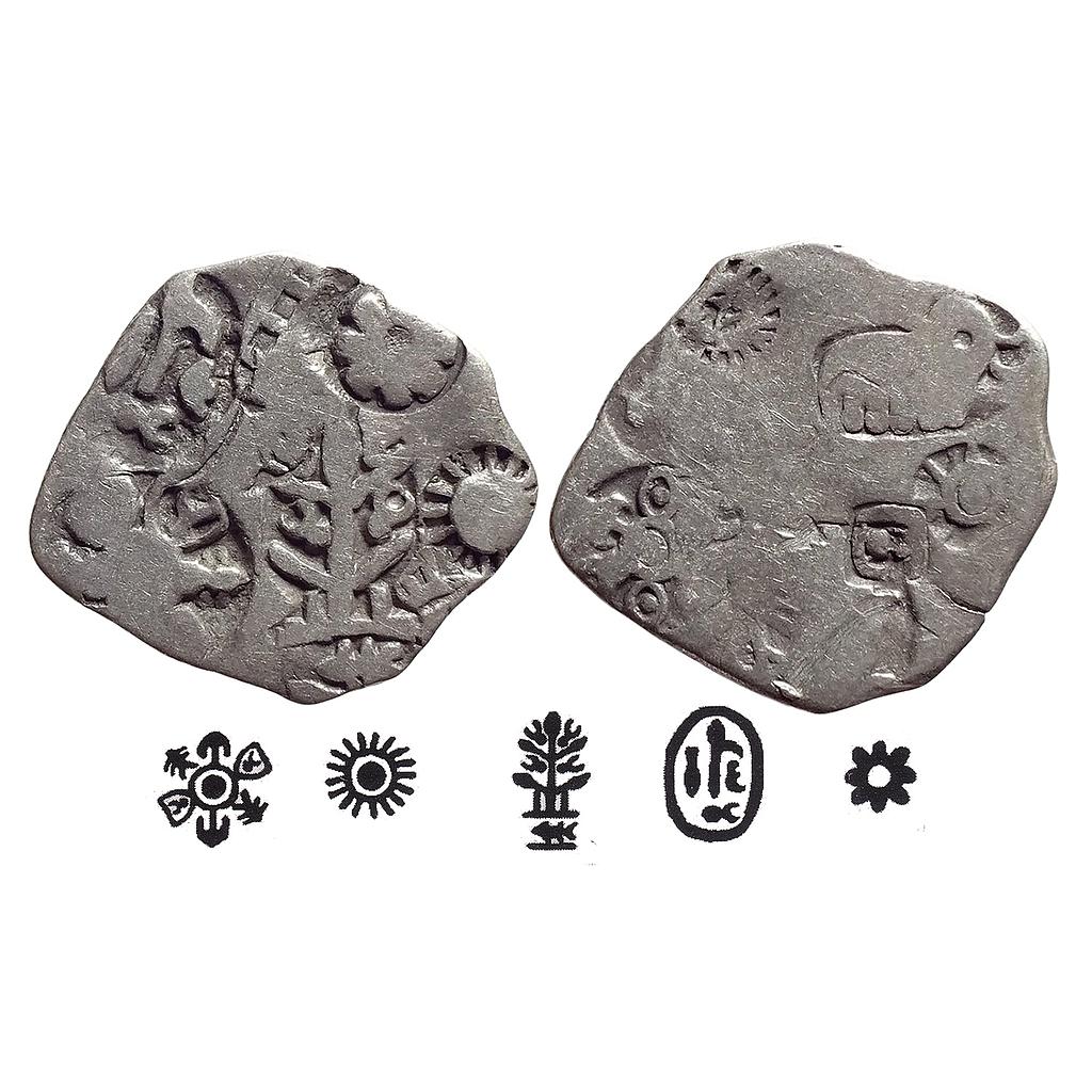 Ancient Punch Marked Coinage from lower Middle Ganga Valley Magadha Empire Series III Type 300a Silver Karshapana