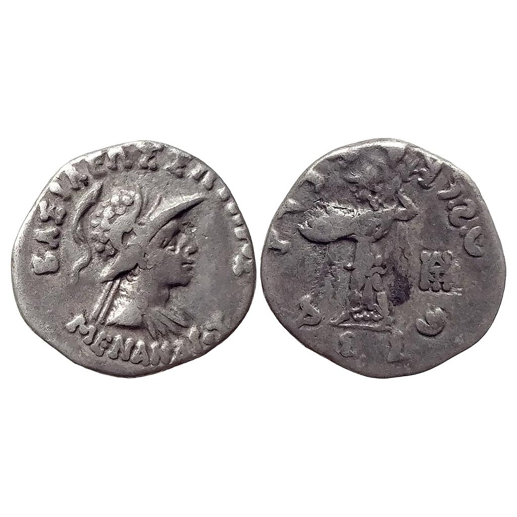Ancient Indo-Greeks Menander I Silver Indian Drachm