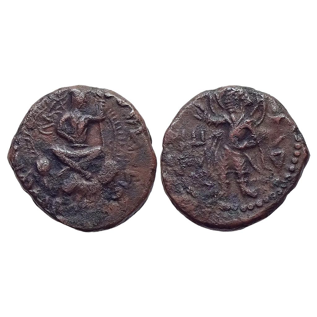 Ancient Kushanas Huvishka Mao Copper Tetradrachm