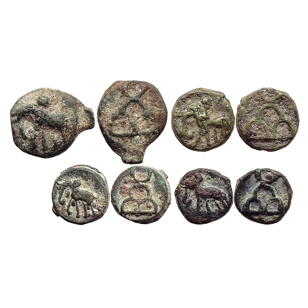 Ancient Sunga Period Uninscribed Set of 4 Coins Cast Copper Unit