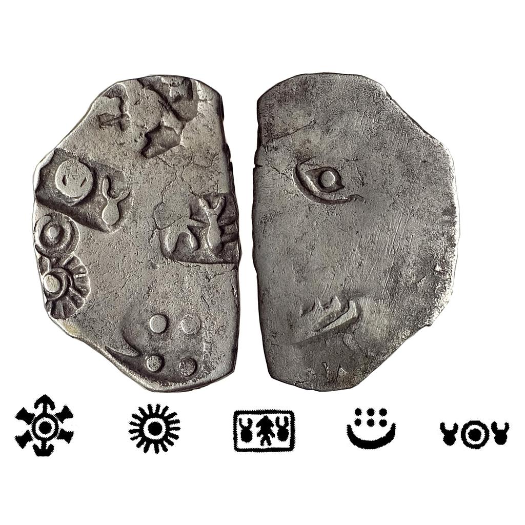 Ancient Punch Marked Coinage Mauryan Empire Series I/II Transitional Silver Karshapana