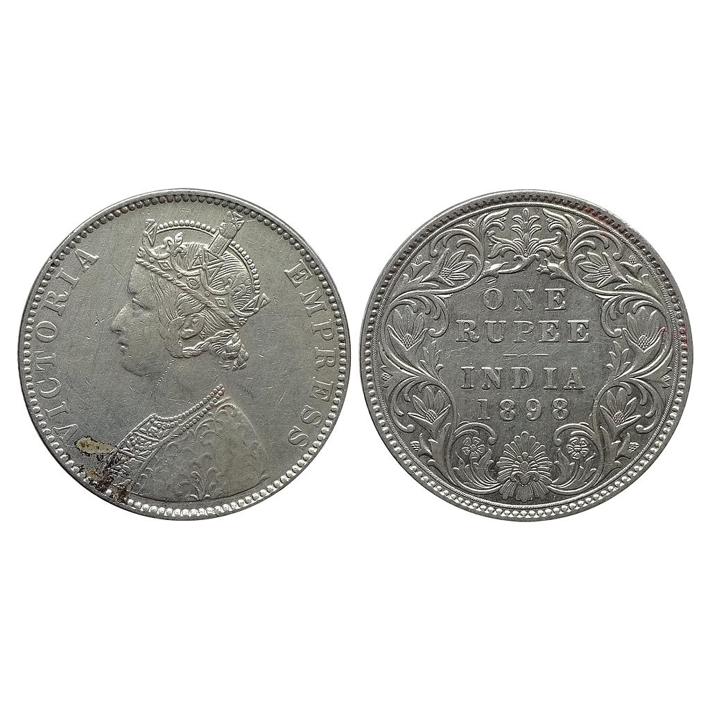 British India Victoria Empress 1898 AD Bombay Mint C2 I B Incuse Silver Rupee