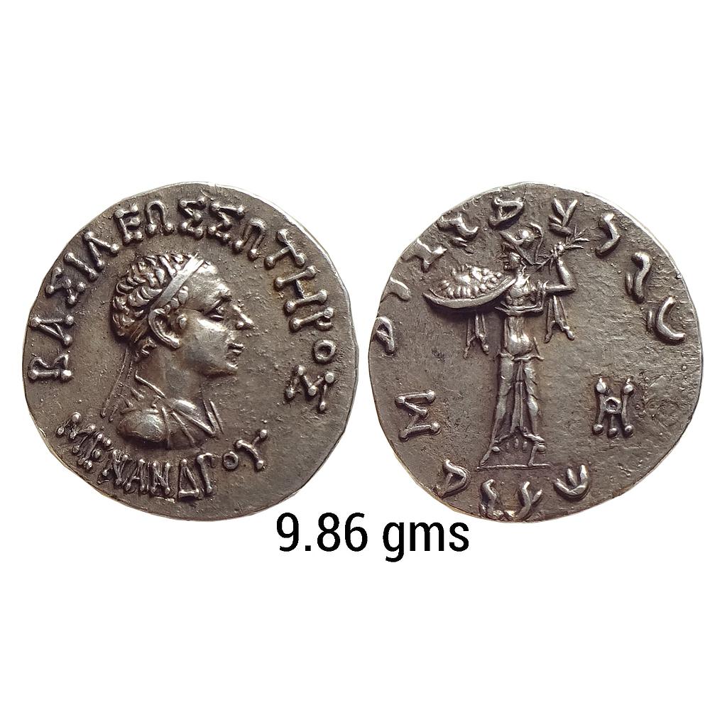 Ancient Indo-Greeks Menander I Silver Tetradrachm