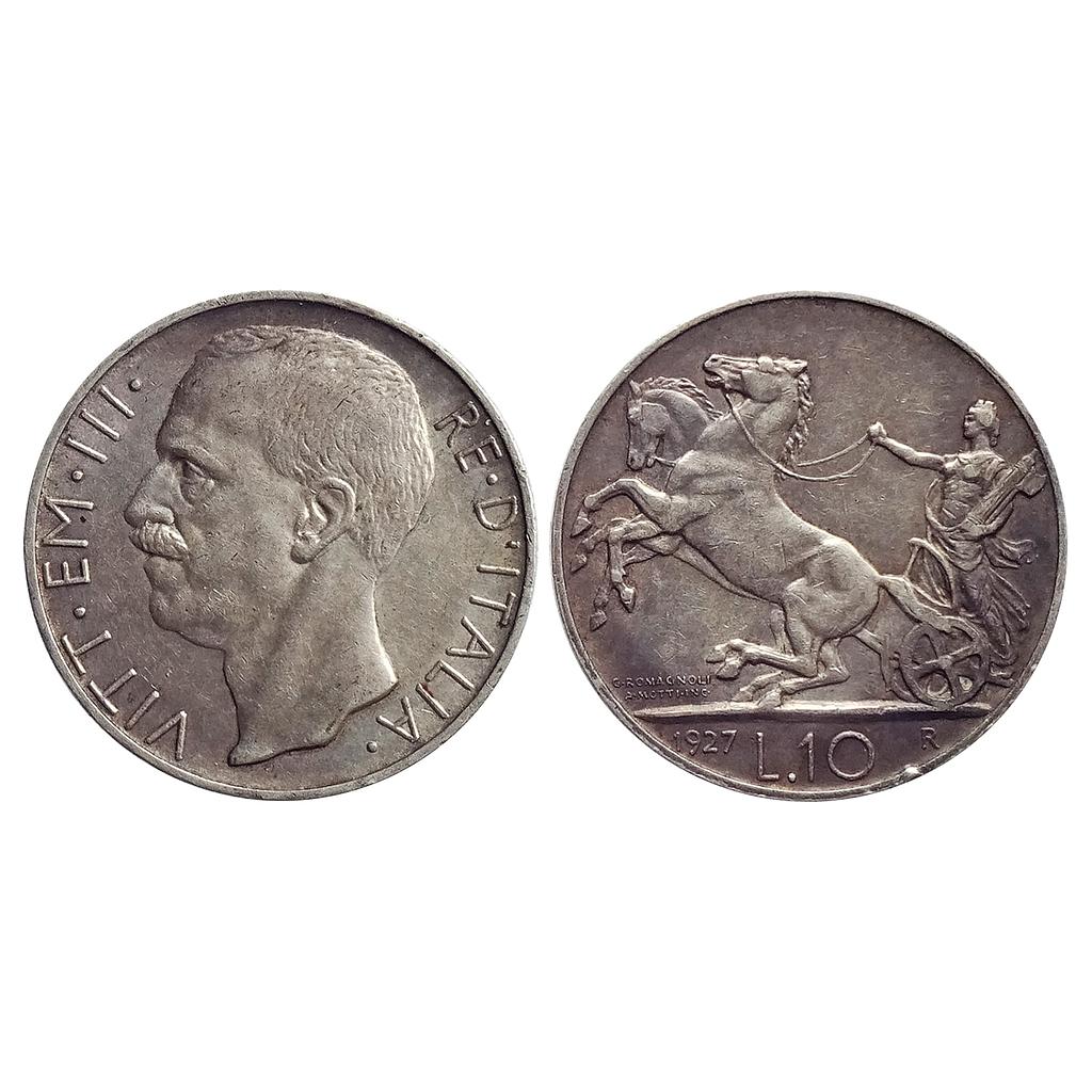 Italy, Vittorio Emanuelle III, 1927 AD, Silver 10 Lire