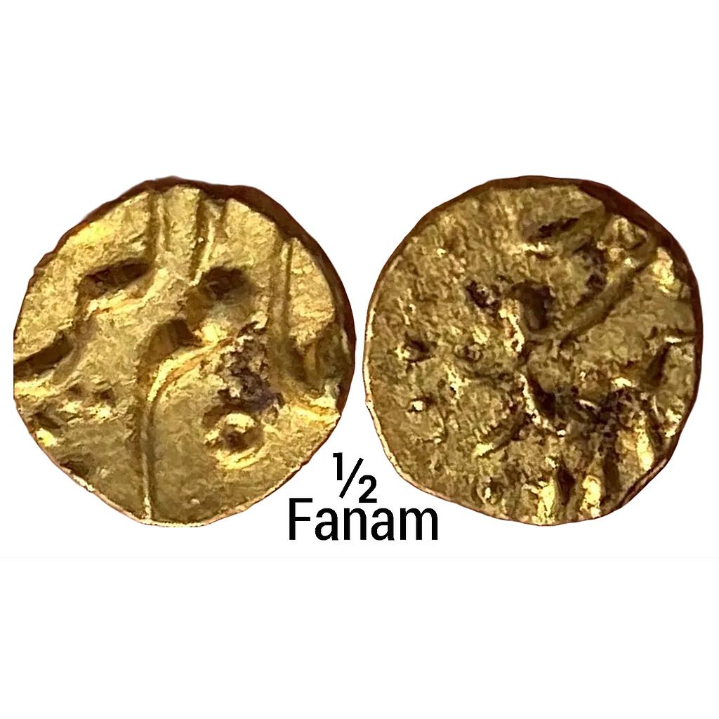 Mughal Alamgir II Siddhaut Mint Gold 1/2 Fanam
