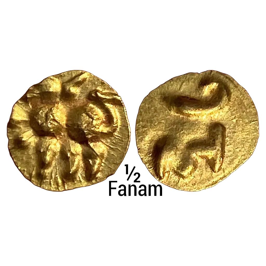 Hindu Medieval Chalukyas of Kalyana Vengi Issue Gold Haga 1/2 Fanam