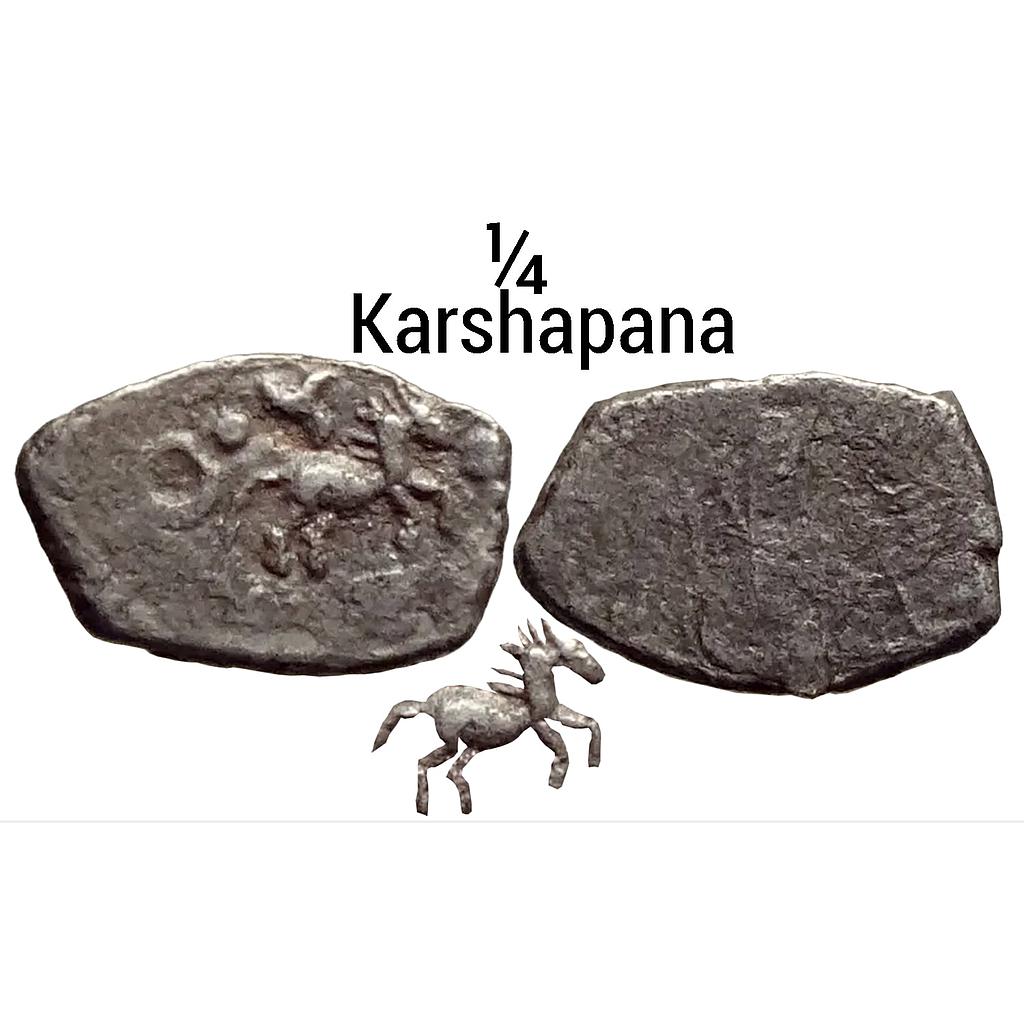 Ancient Punch Marked Coinage Saurashtra Janapada Silver 1/4 Karshapana