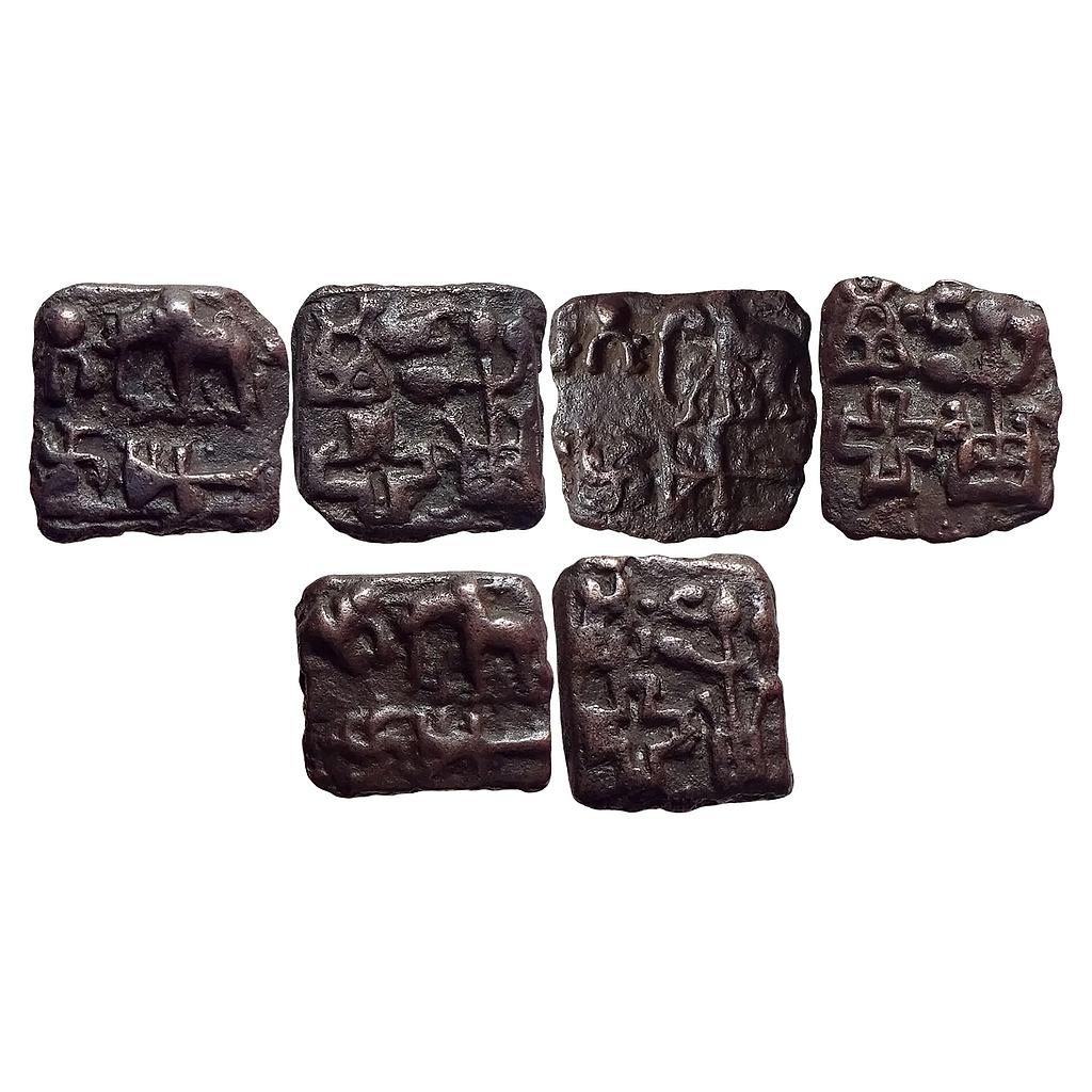 Ancient North India Generally attributed to Sunga Dynasty Set of 3 Coins Cast Copper Unit