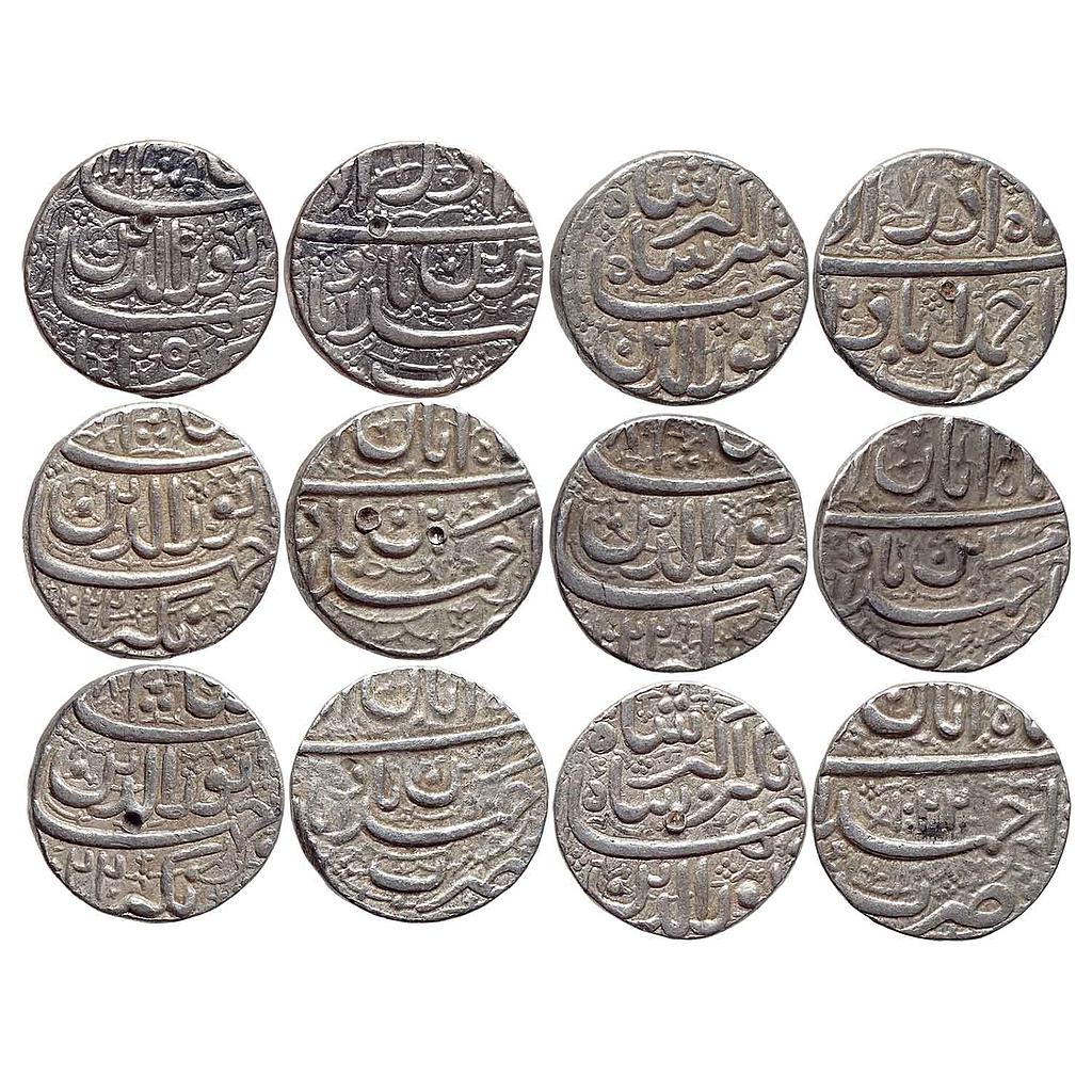 Mughal Jahangir Ahmadabad Mint Set of 6 Coins Silver Rupee
