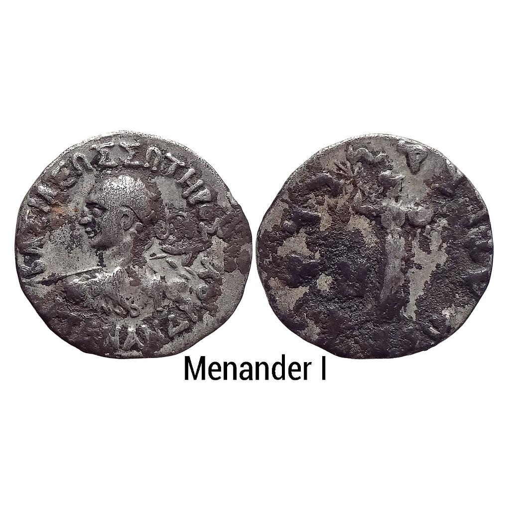 Ancient Indo-Greeks Menander I Silver Drachm