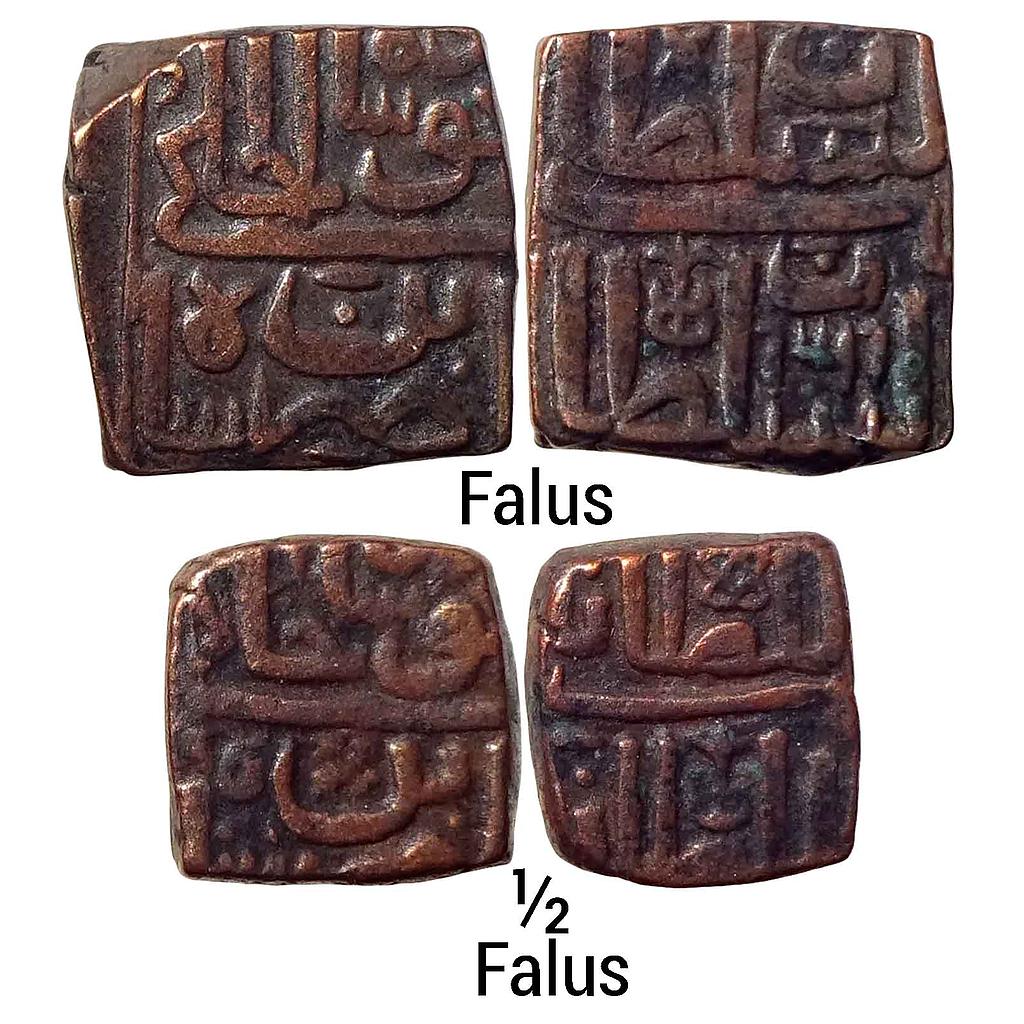 Malwa Sultan Mahmud Shah II Set of 2 Coins Copper Falus Copper 1/2 Falus