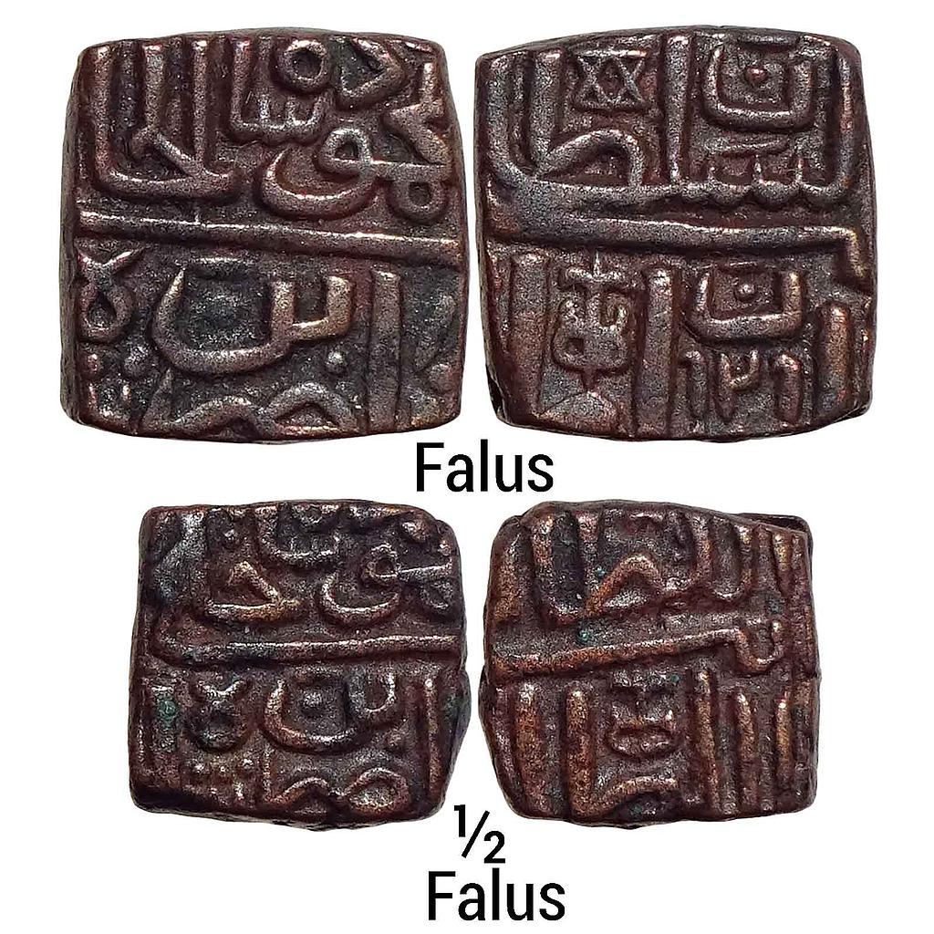 Malwa Sultan Mahmud Shah II Set of 2 Coins Copper Falus 1/2 Falus