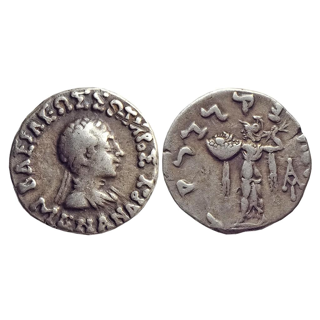 Ancient Indo-Greeks Menander I Bilingual series Silver Drachm