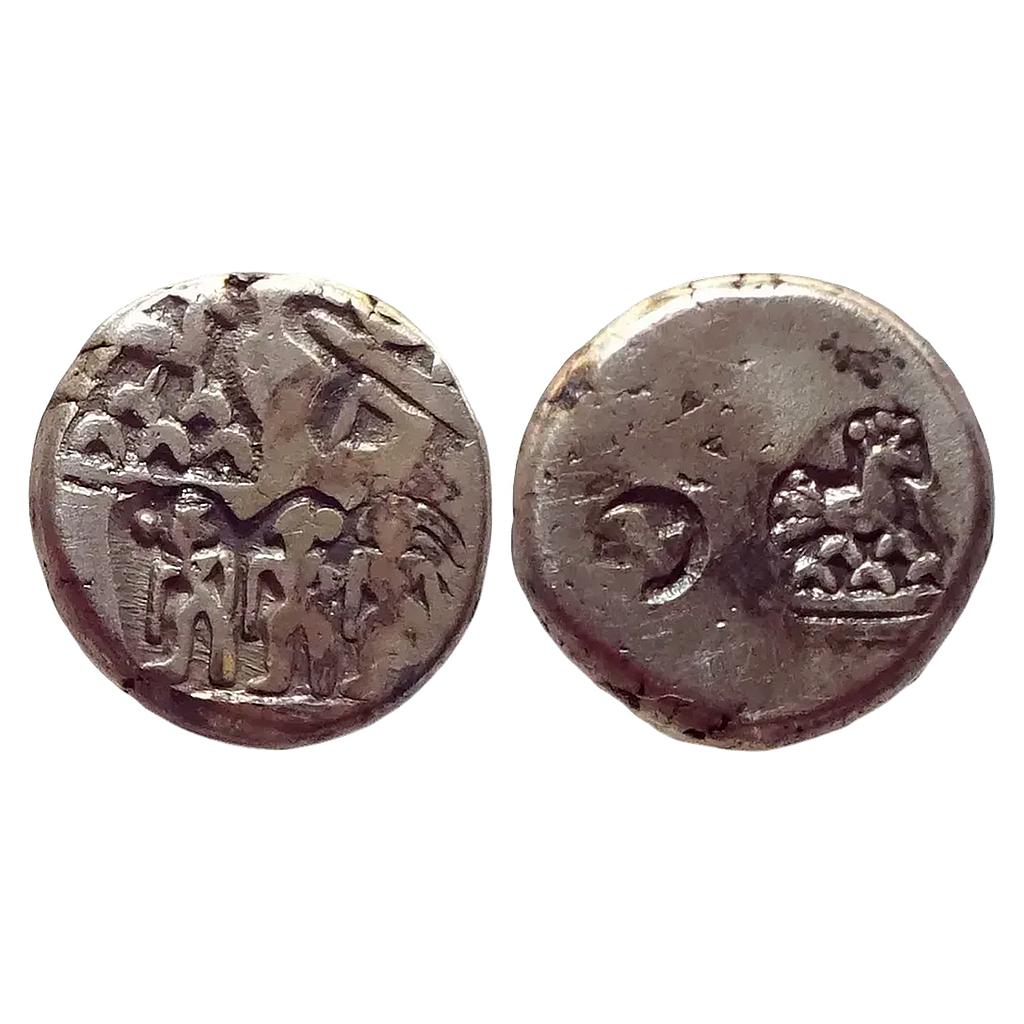 Ancient Archaic Series Punch Marked Coinage Magadha imperial Series Three human Series VII 590-591 Type Silver Karshapana