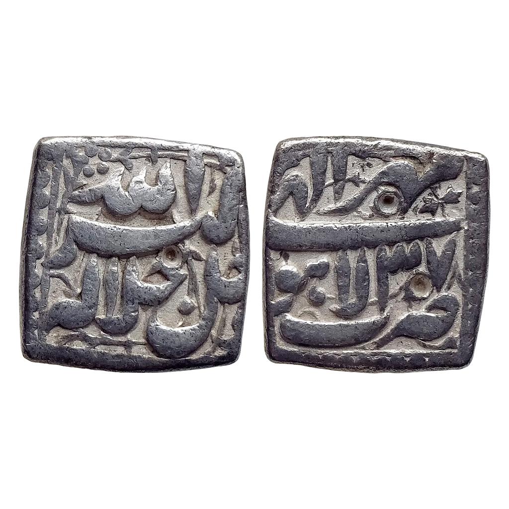 Mughal Akbar Lahore Mint Ilahi Month Mihr Libra Silver Square Rupee