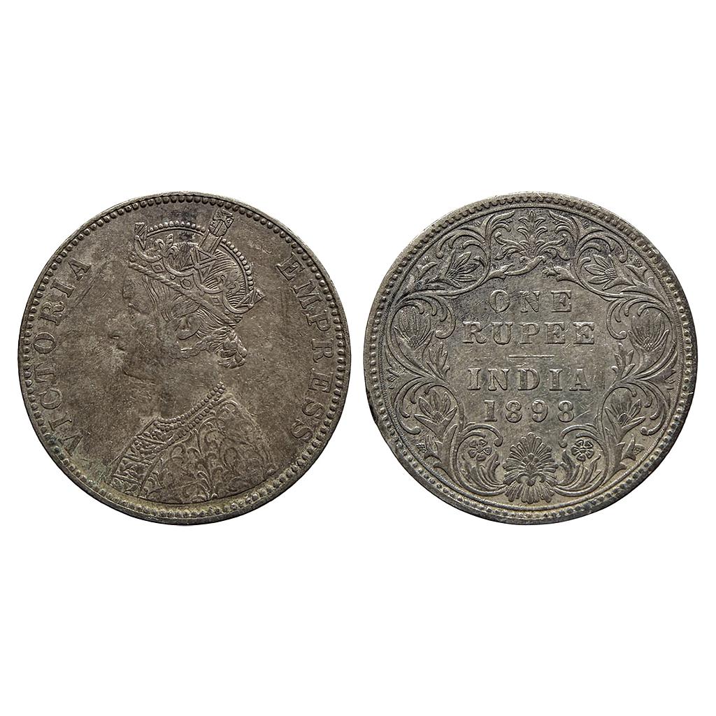 British India Victoria Empress 1898 AD Bombay Mint  Obv C2 Rev I B Incuse Silver Rupee