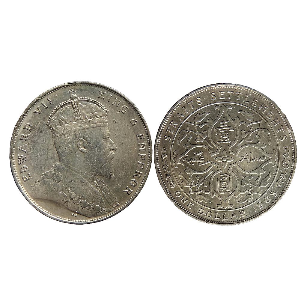 Malaysia Straits Settlements Edward VII 1908 AD Silver (.900) One Dollar