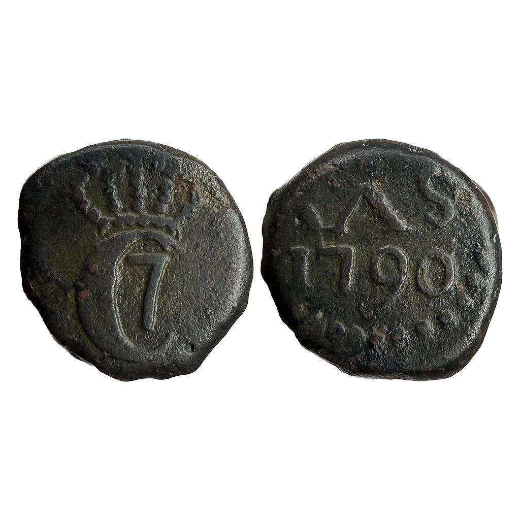 Indo Danish Christian VII AD 1790 Copper 4 Cash