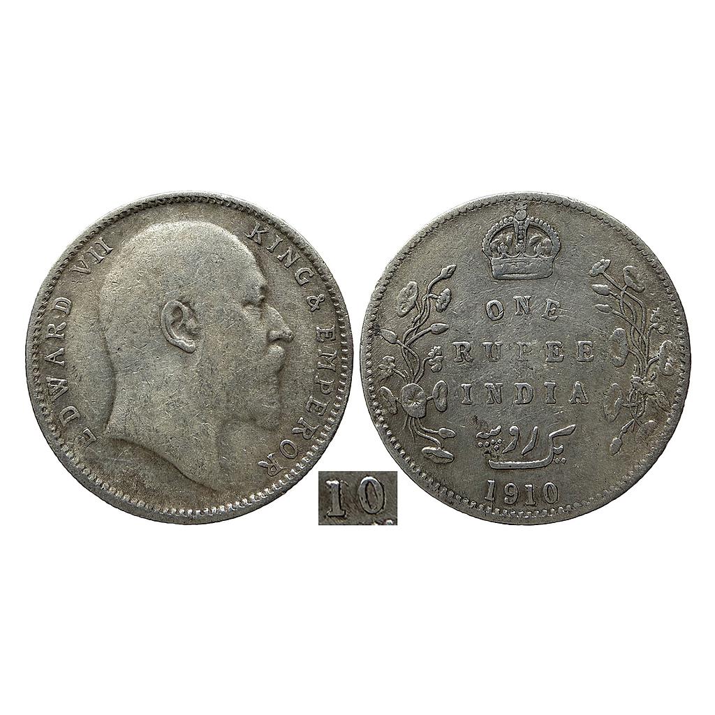 British India Edward VII 1910 AD Bombay Mint Silver Rupee