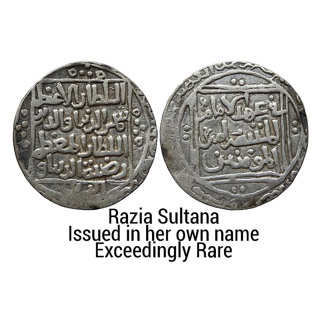 Delhi Sultan Jalalat al-din Radiyya Razia Sultana Issued in her own name Exceedingly Rare Dehli Mint Silver Tanka