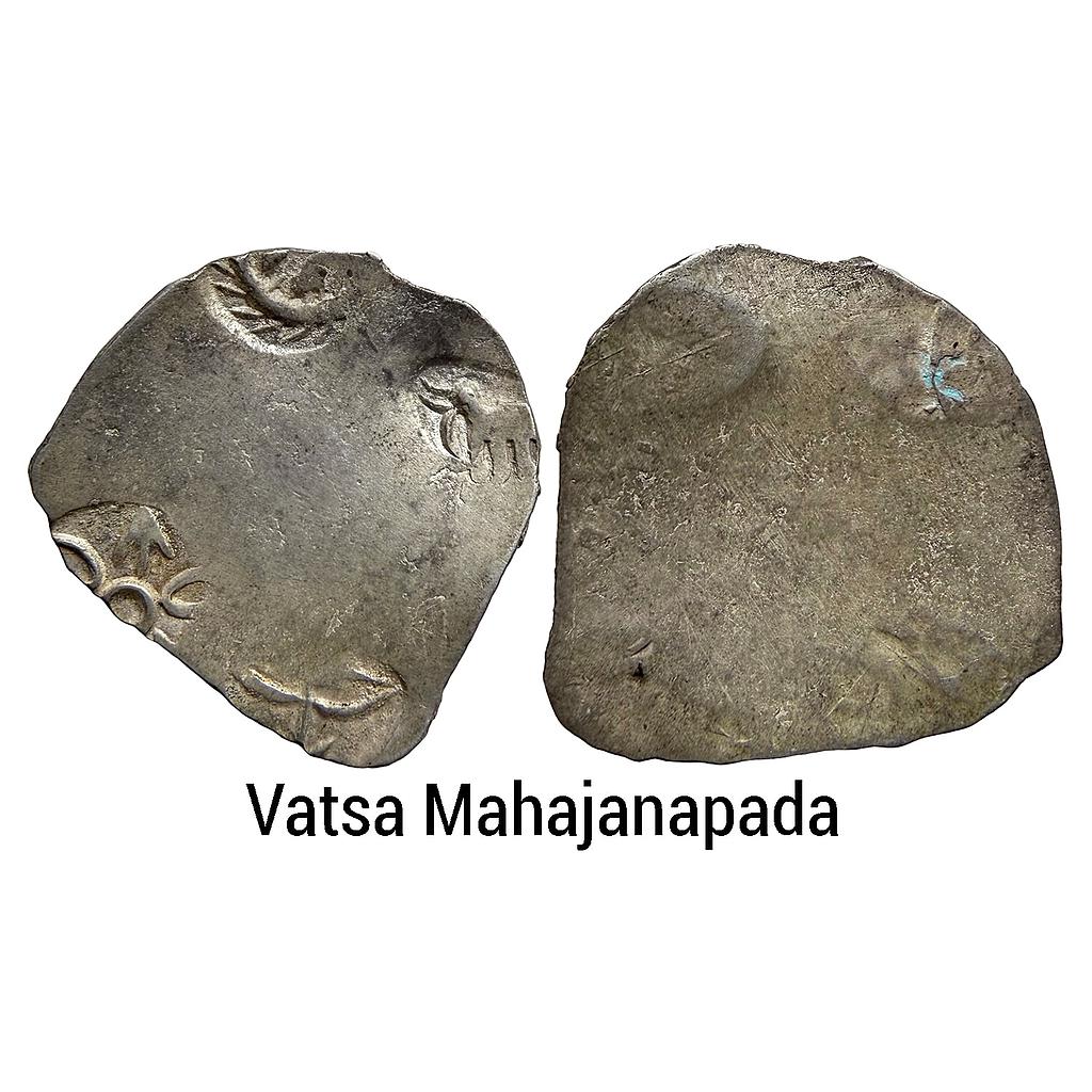 Ancient Vatsa Mahajanapada Punch Marked Coinage Son Valley Early Series ABCD Configuration Silver Karshapana standard