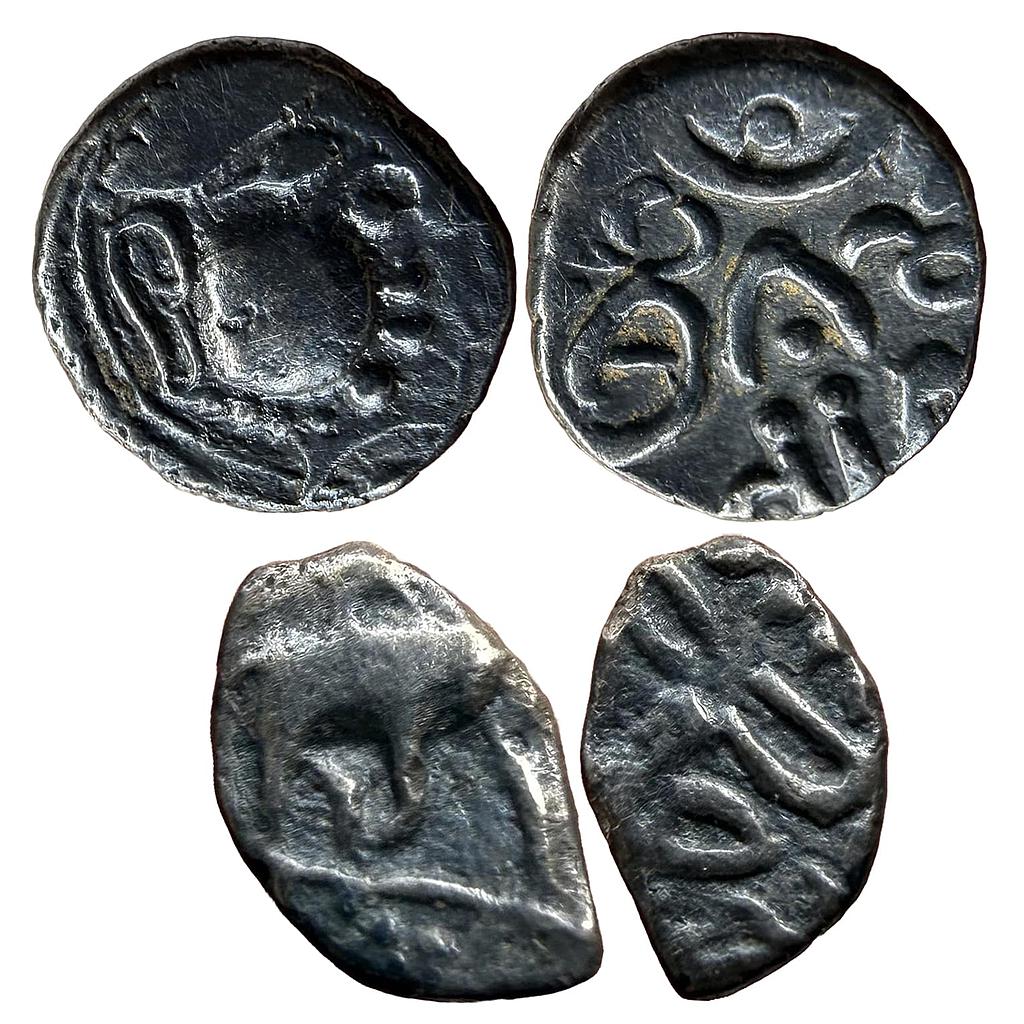 Hindu Medieval Rashtrakutas Set of 2 Coins Silver Dramma and Half-Dramma