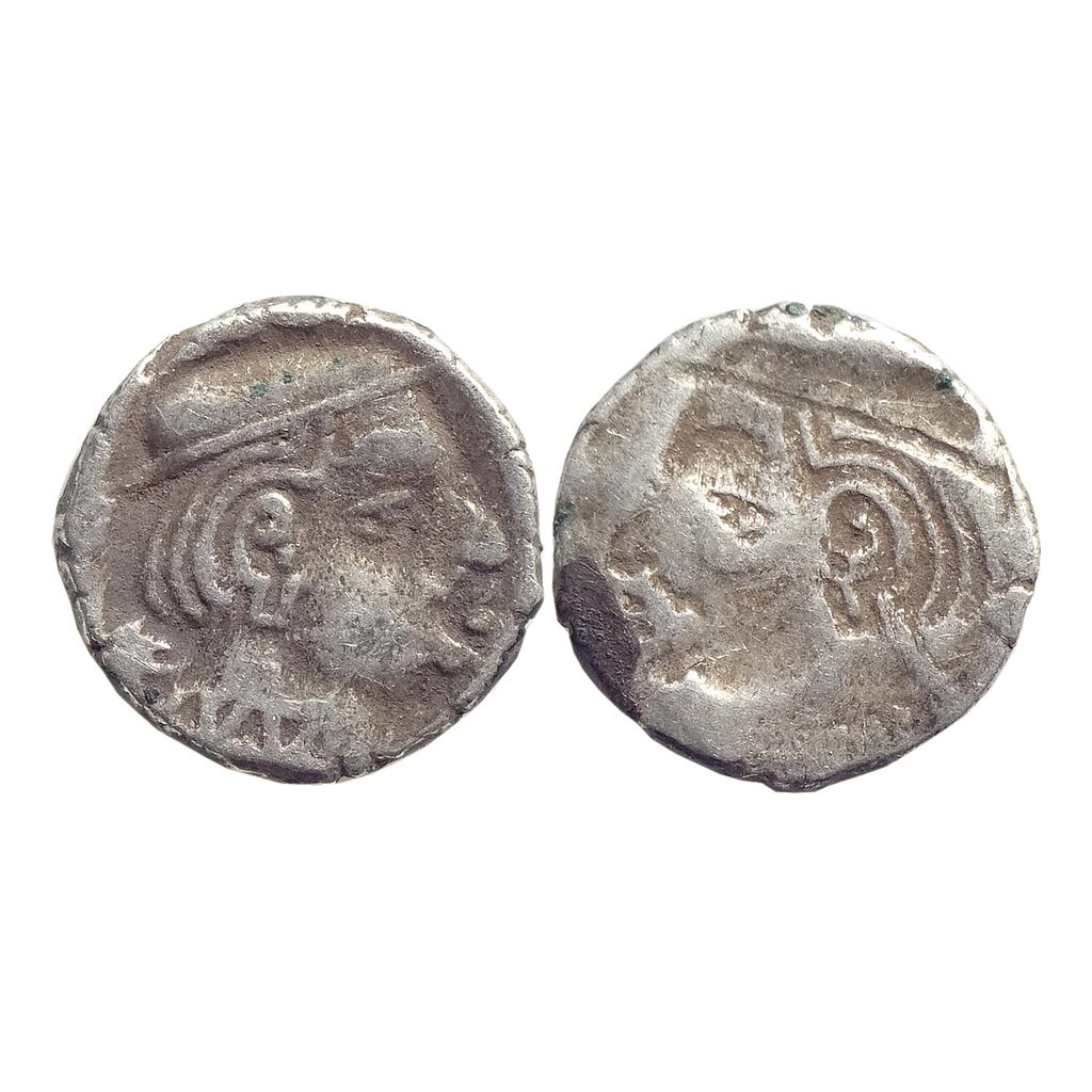 Ancient Western Kshatrapas Bhartrdaman Son Of Rudrasena II Error Brockage Complete Lakhi Impression Silver Drachm