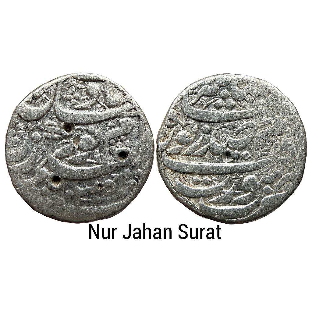 Mughal Nur Jahan Surat Mint Silver Rupee