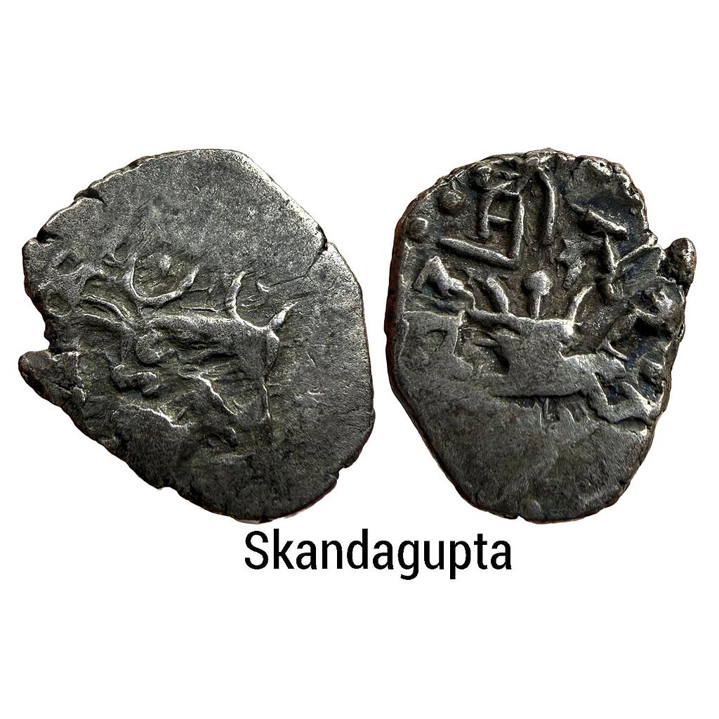 Ancient Gupta Dynasty Skandagupta Silver Dramma