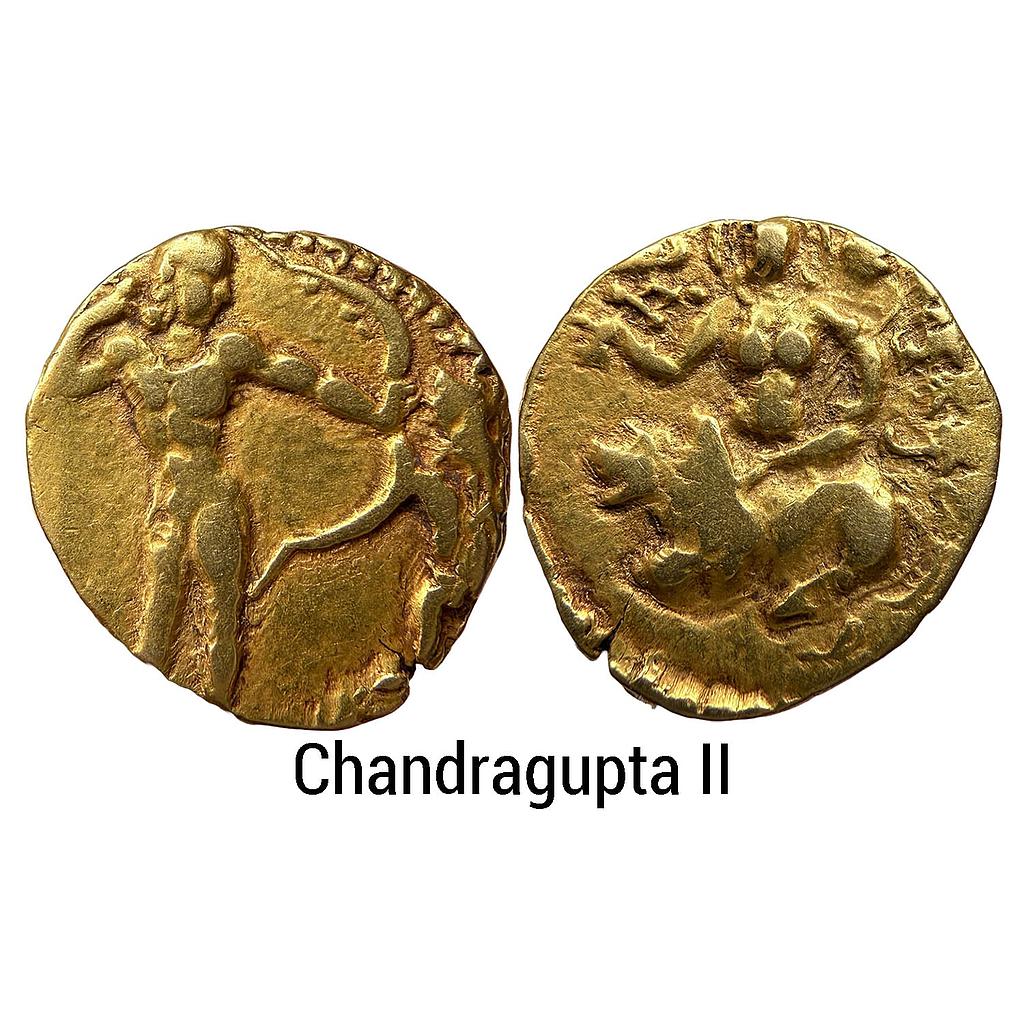 Ancient Guptas Chandragupta II Lion Slayer type Gold Dinar