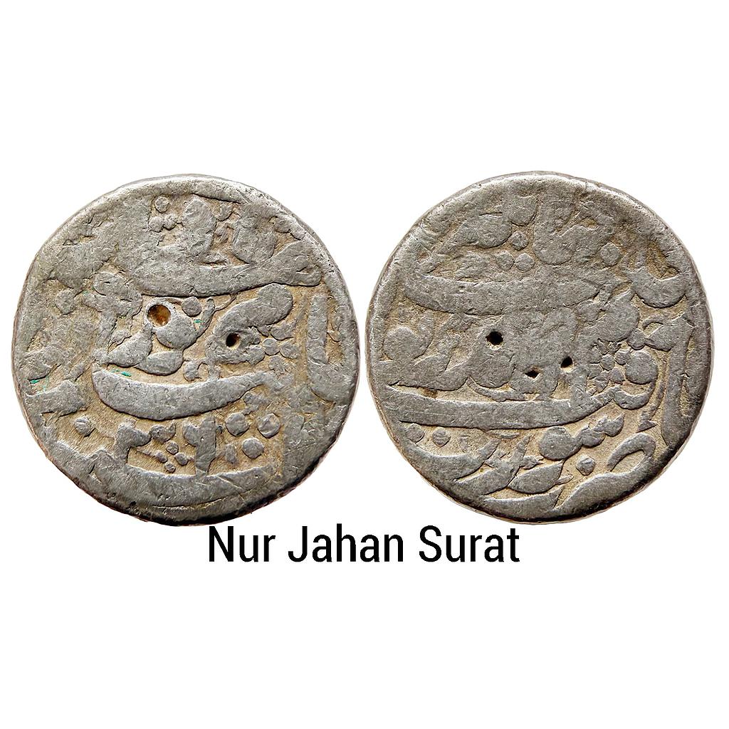 Mughal Nur Jahan Surat Mint Silver Rupee