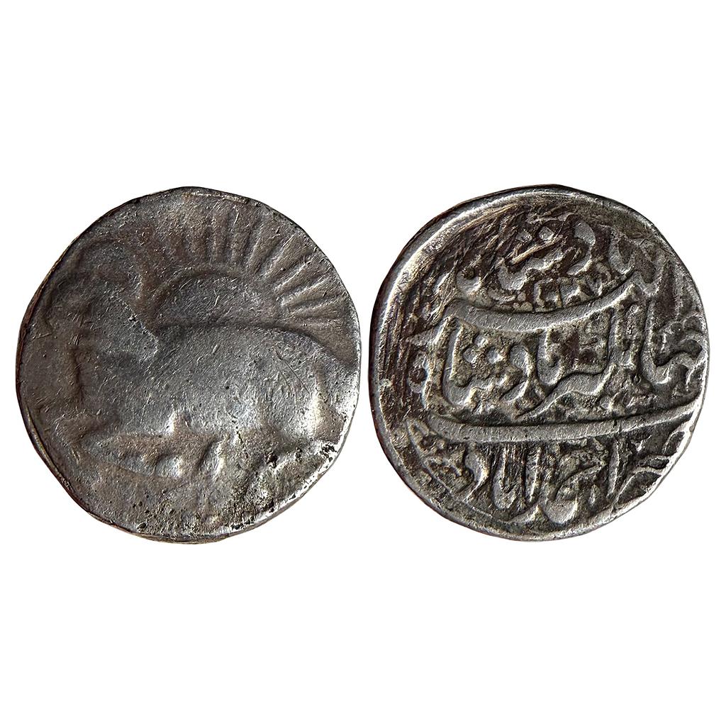 Mughal Jahangir Ahmedabad Mint Zodiac Areis Sign Silver Rupee extremely rare