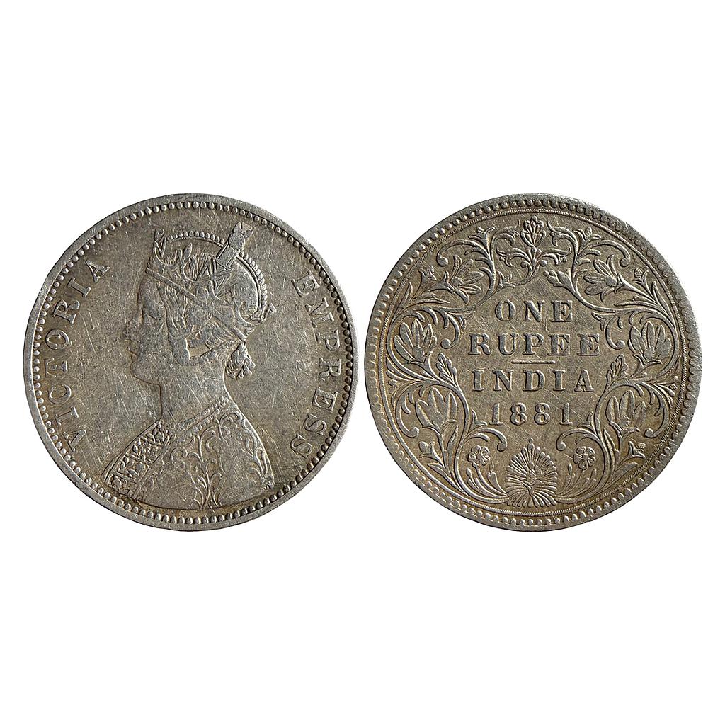 British India Victoria Empress 1881 AD Bombay Mint A3 IV dot Silver Rupee