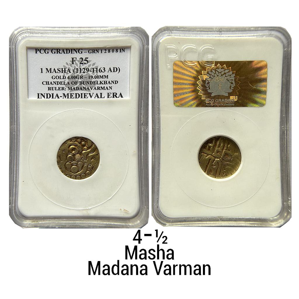 Hindu Medieval Chandellas of Jajekabhukti Madana Varman Gold 4-1/2 Masha