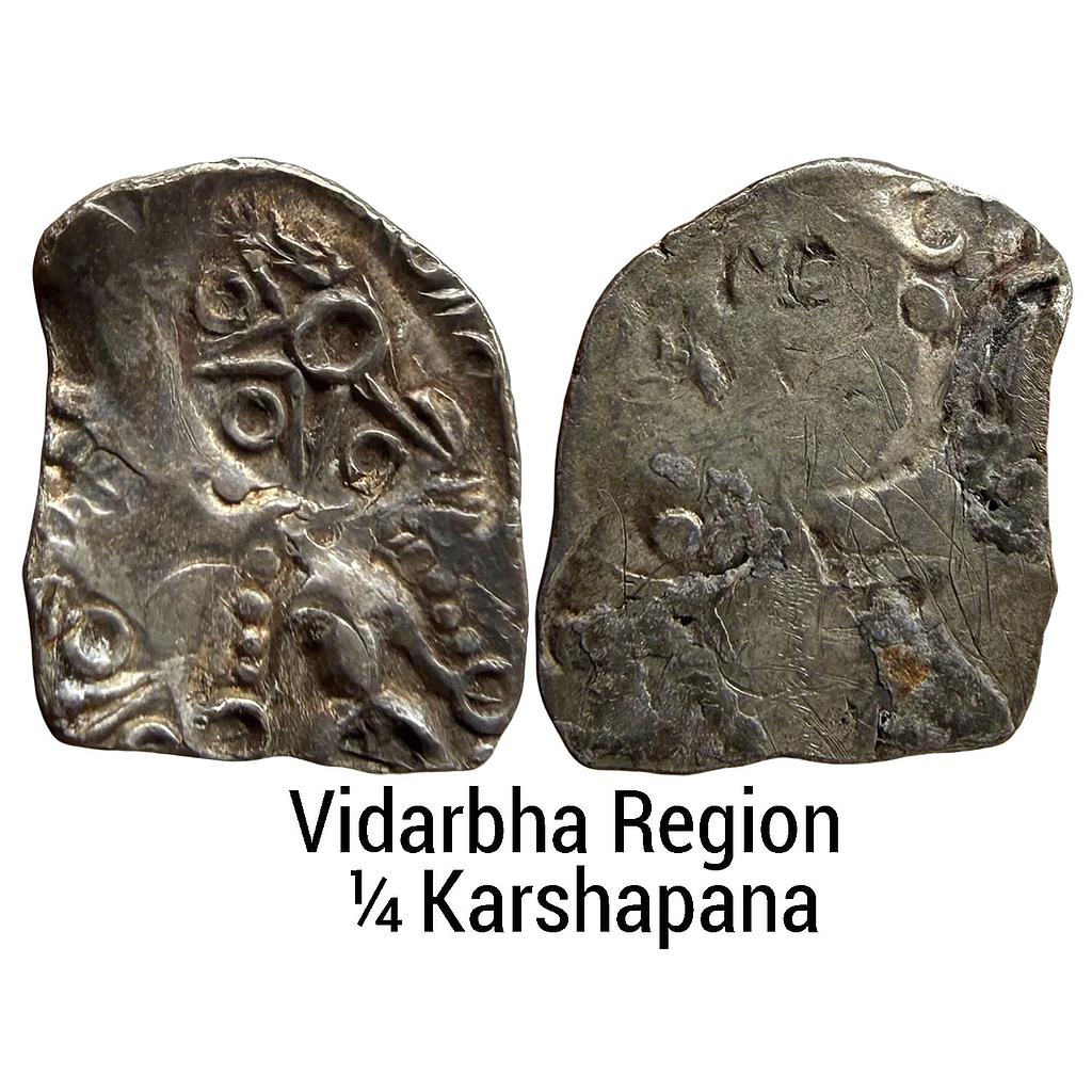 Ancient Punch Marked Coinage Northern Vidarbha Melghat Region Makhala Hoard type Silver 1/4 Karshapana