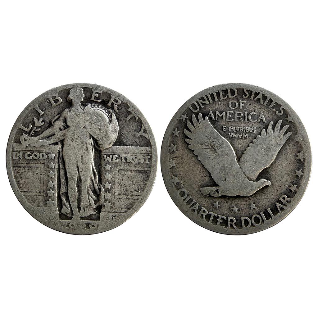 United States of America Standing Liberty 1920 AD Quarter Silver (.900) (.100 copper) 1/4 Dollar = 25 Cents