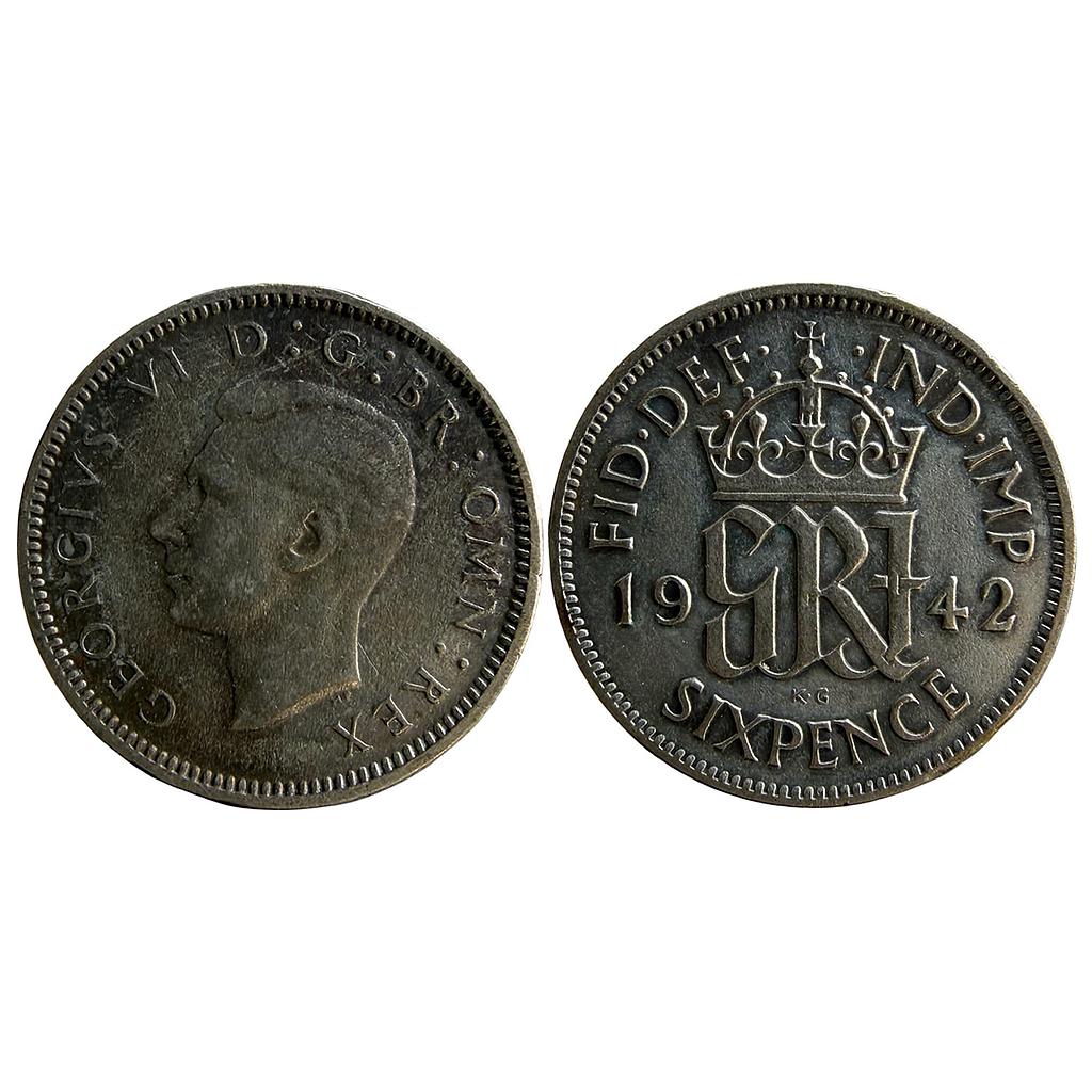 United Kingdom George VI 1946 AD Royal Mint Silver (.500) 6 Pence