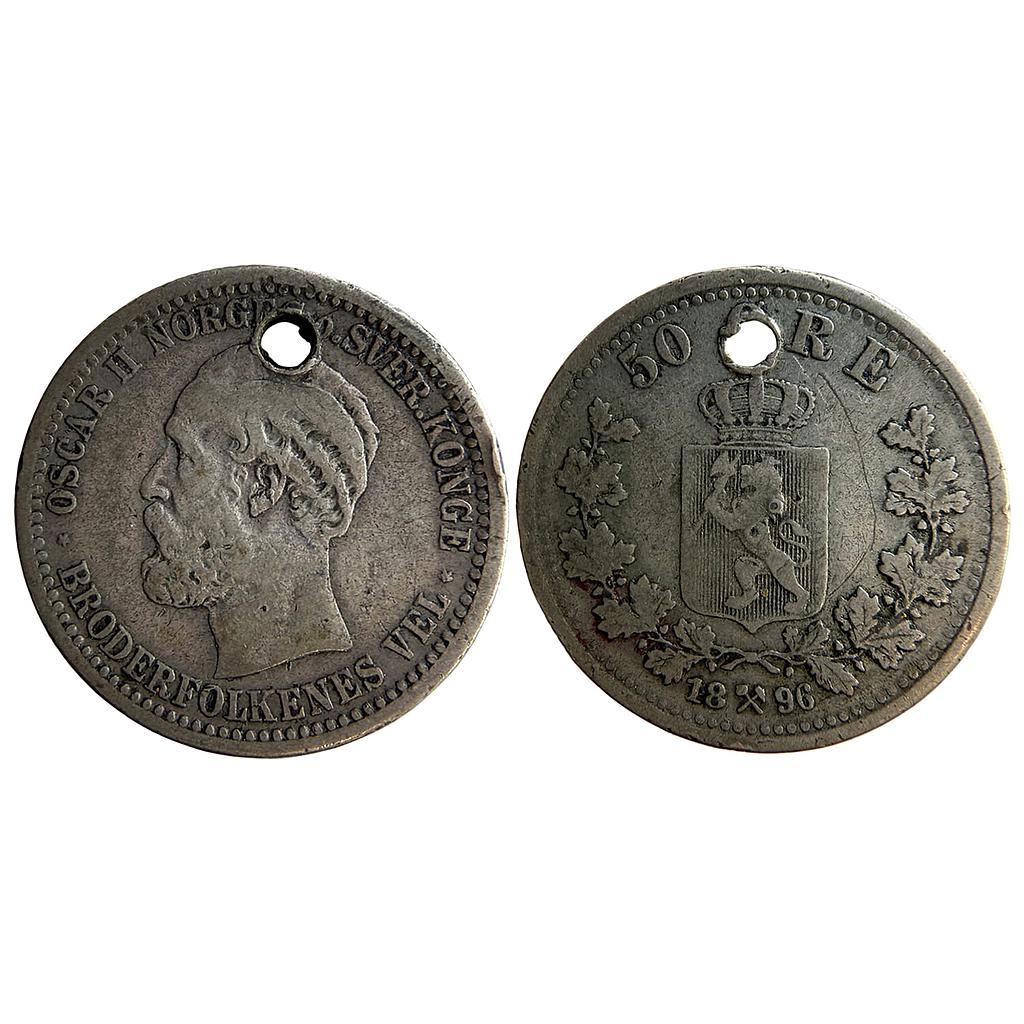 Norway Oscar II Norwegian Mint Silver (.600) (Ag 60%, Cu 40%) 50 Øre (0.50 NOK)