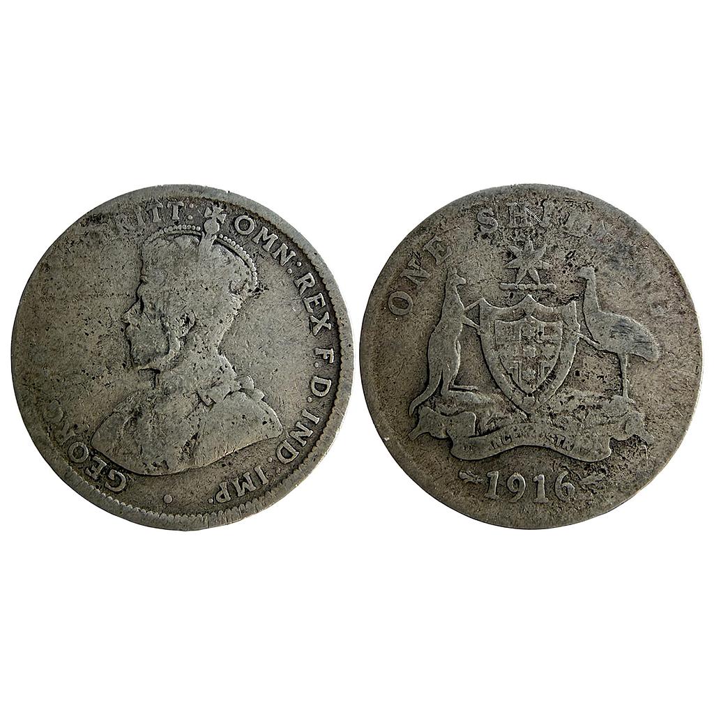 Australia George V 1916 AD Royal Mint Silver (.925) 1 Shilling
