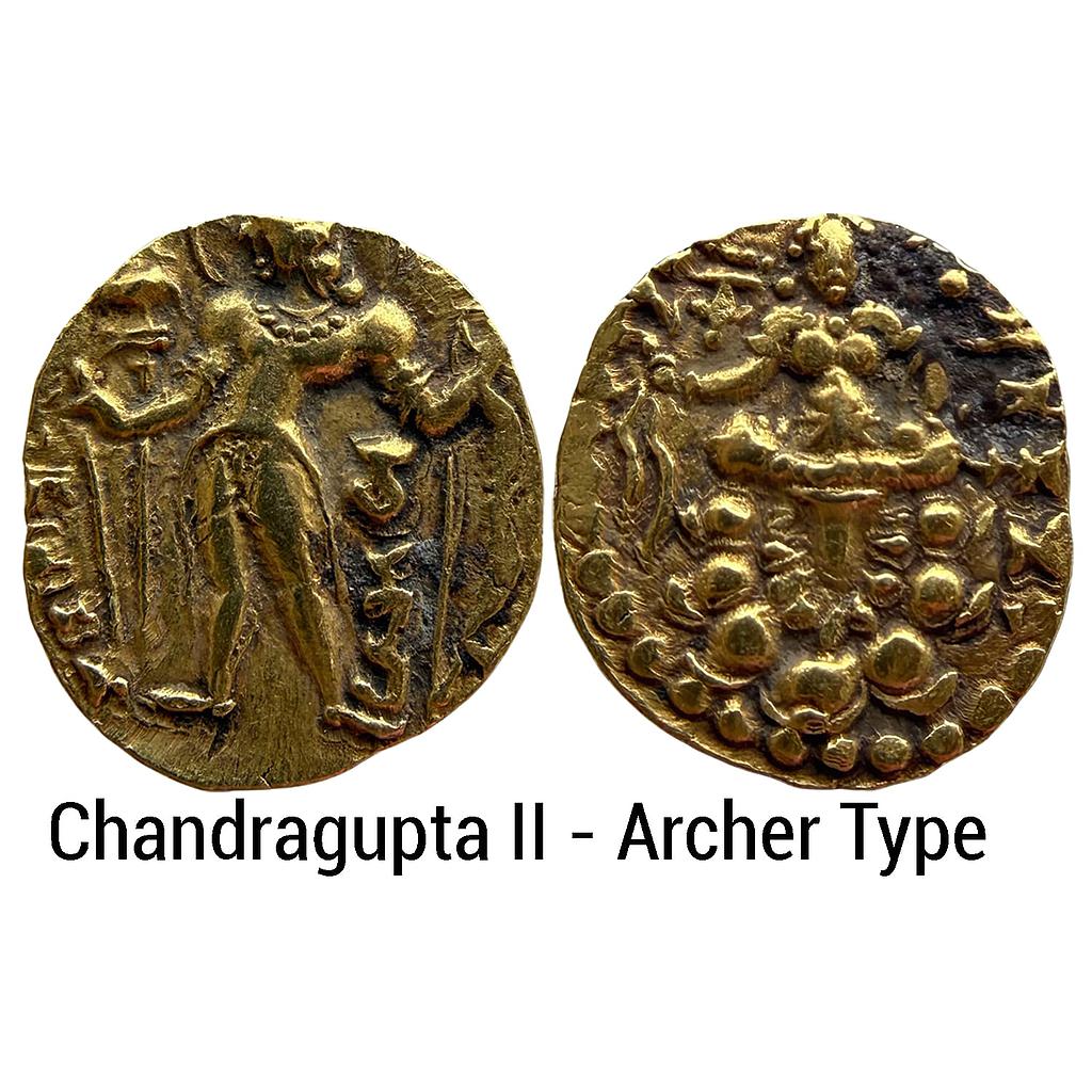 Ancient Guptas Chandragupta II Archer type Gold Dinar
