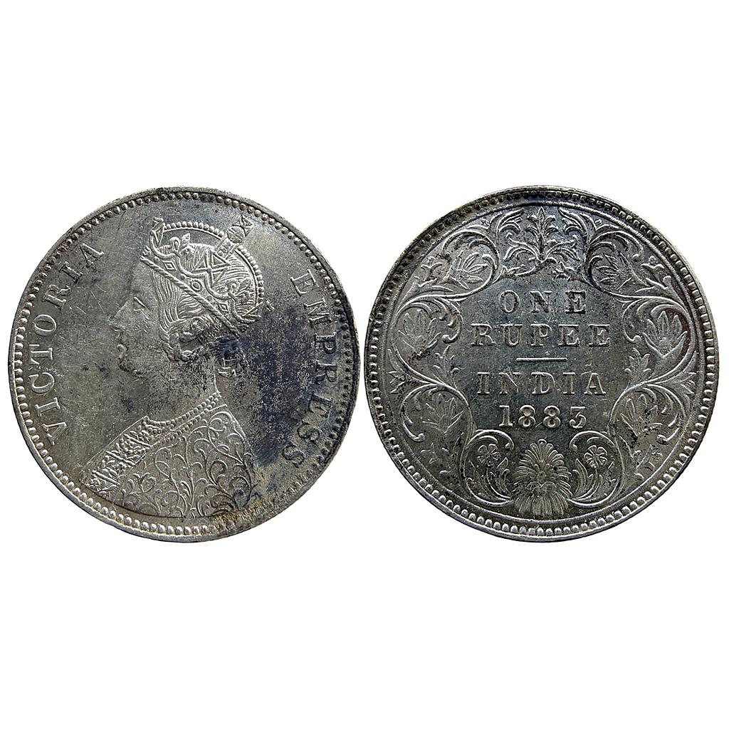 British India Victoria Empress 1883 AD Obv. A3 Rev. I B raised Bombay Mint Silver Rupee