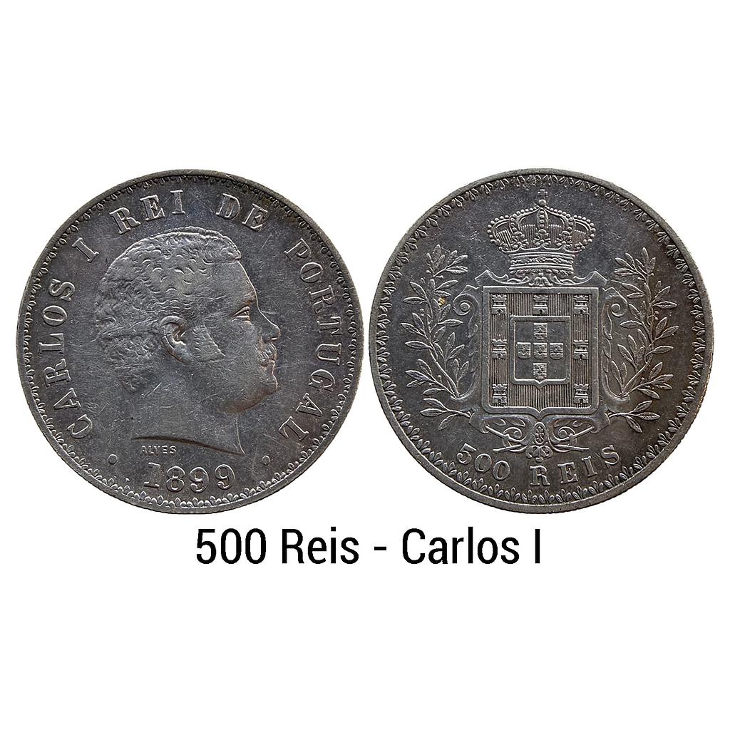 Indo Portuguese Goa Carlos I 1899 AD Silver (.917) 500 Reis