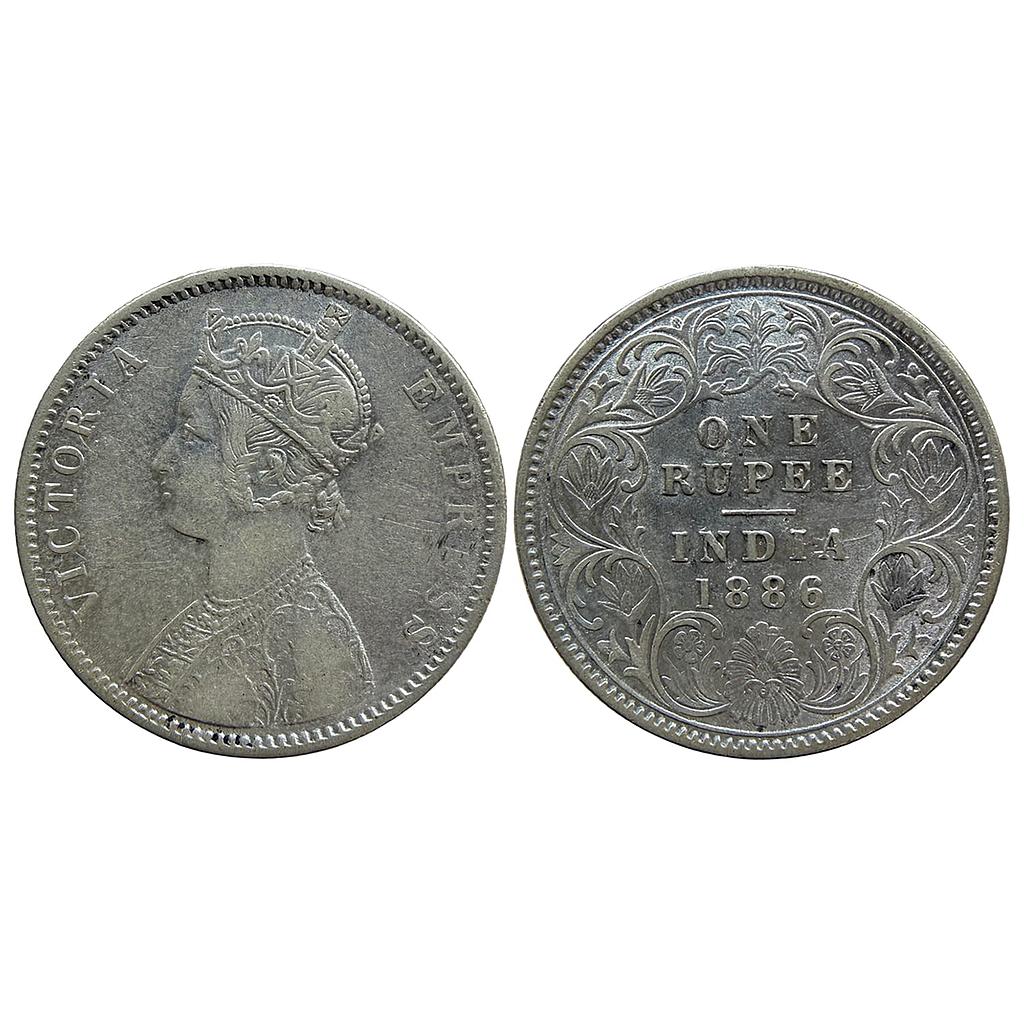 British India Victoria Empress 1886 AD Obv C Rev I C incuse Silver Rupee